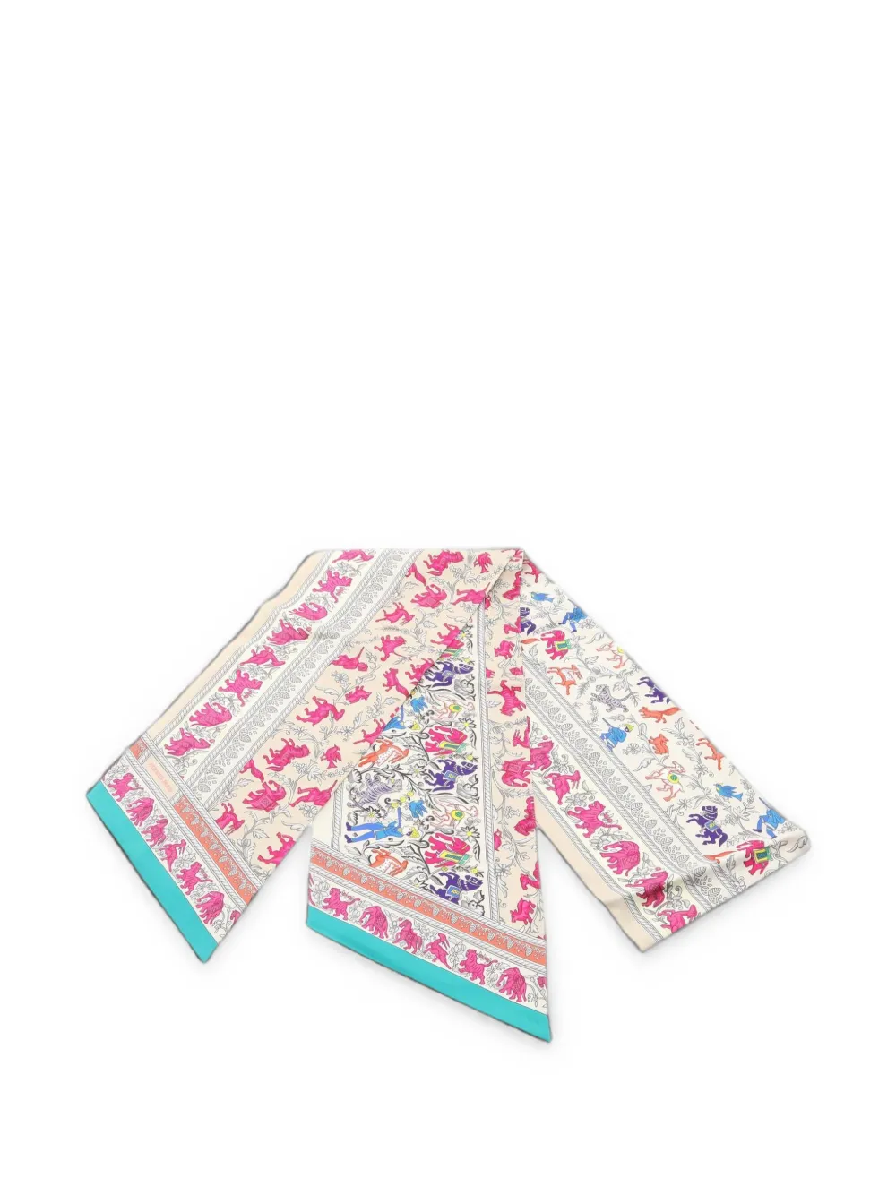 Pre-owned Hermes 2010s Chasse En Inde Scarf In Neutrals