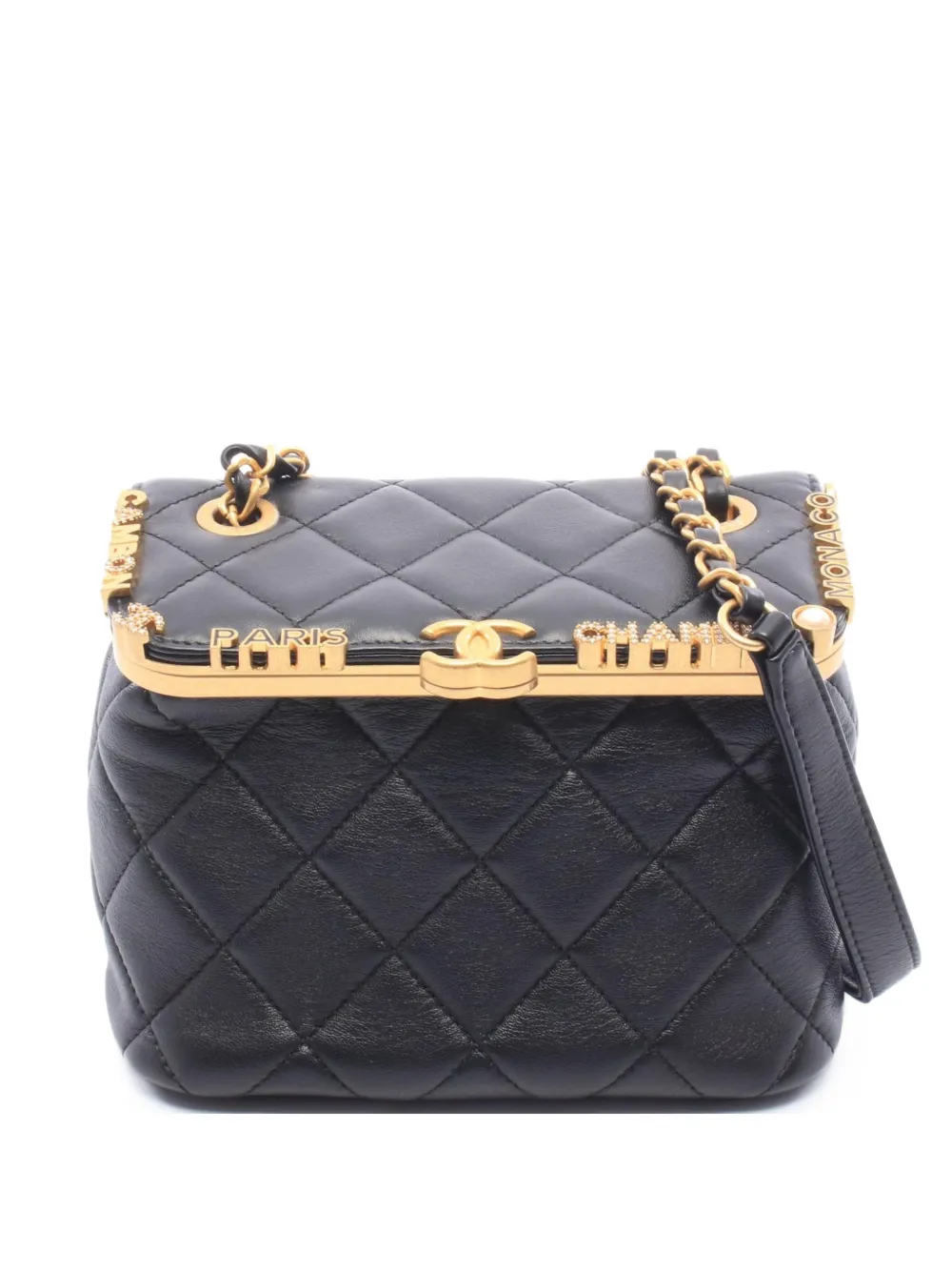 CHANEL Pre-Owned 2021s Paris Monaco matelassé cross body mini bag - Nero