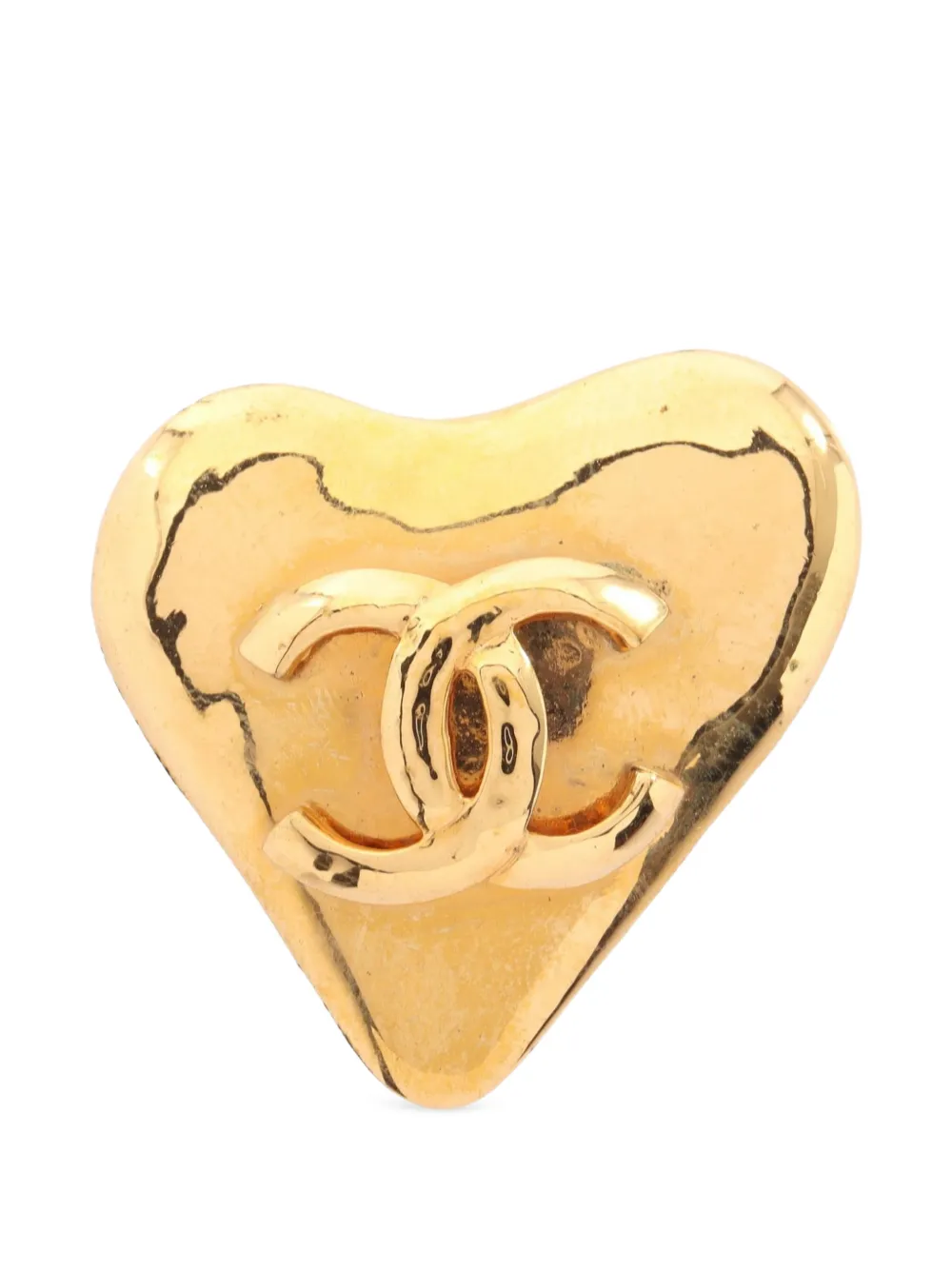 CHANEL Pre-Owned 1993 Coco Mark heart brooch - Oro