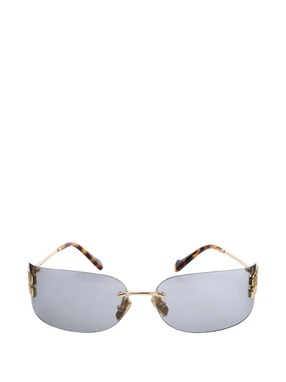 Miu Miu Eyewear logo-plaque geometric-frame sunglasses - Gold