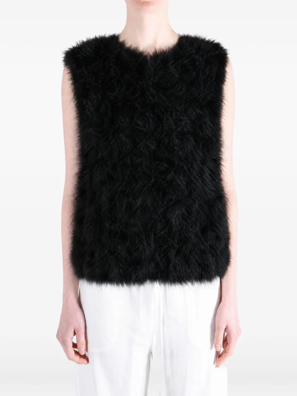 Yves Salomon feather-embellished gilet Zwart