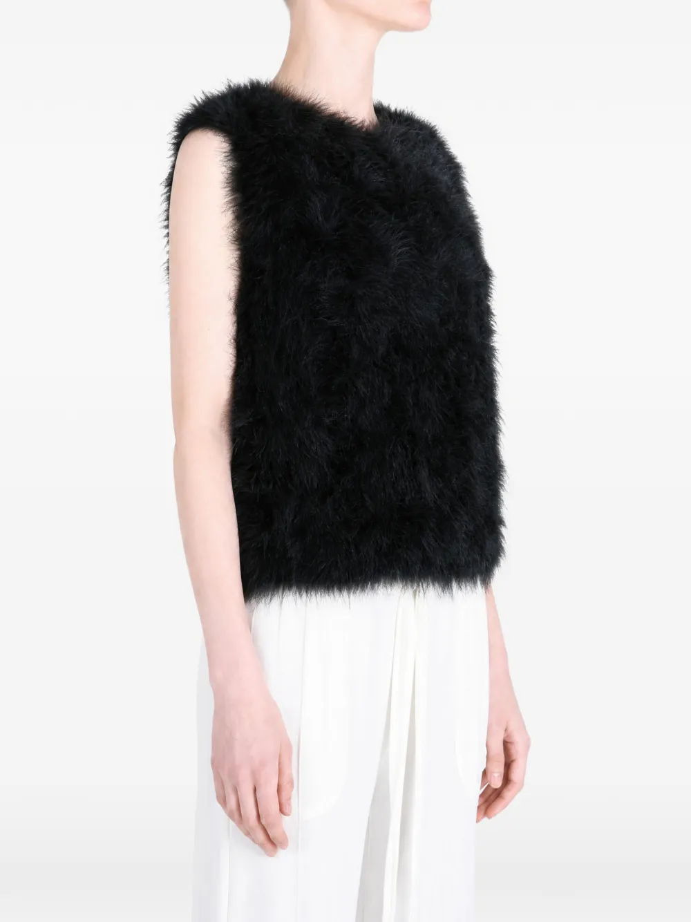 Yves Salomon feather-embellished gilet Zwart