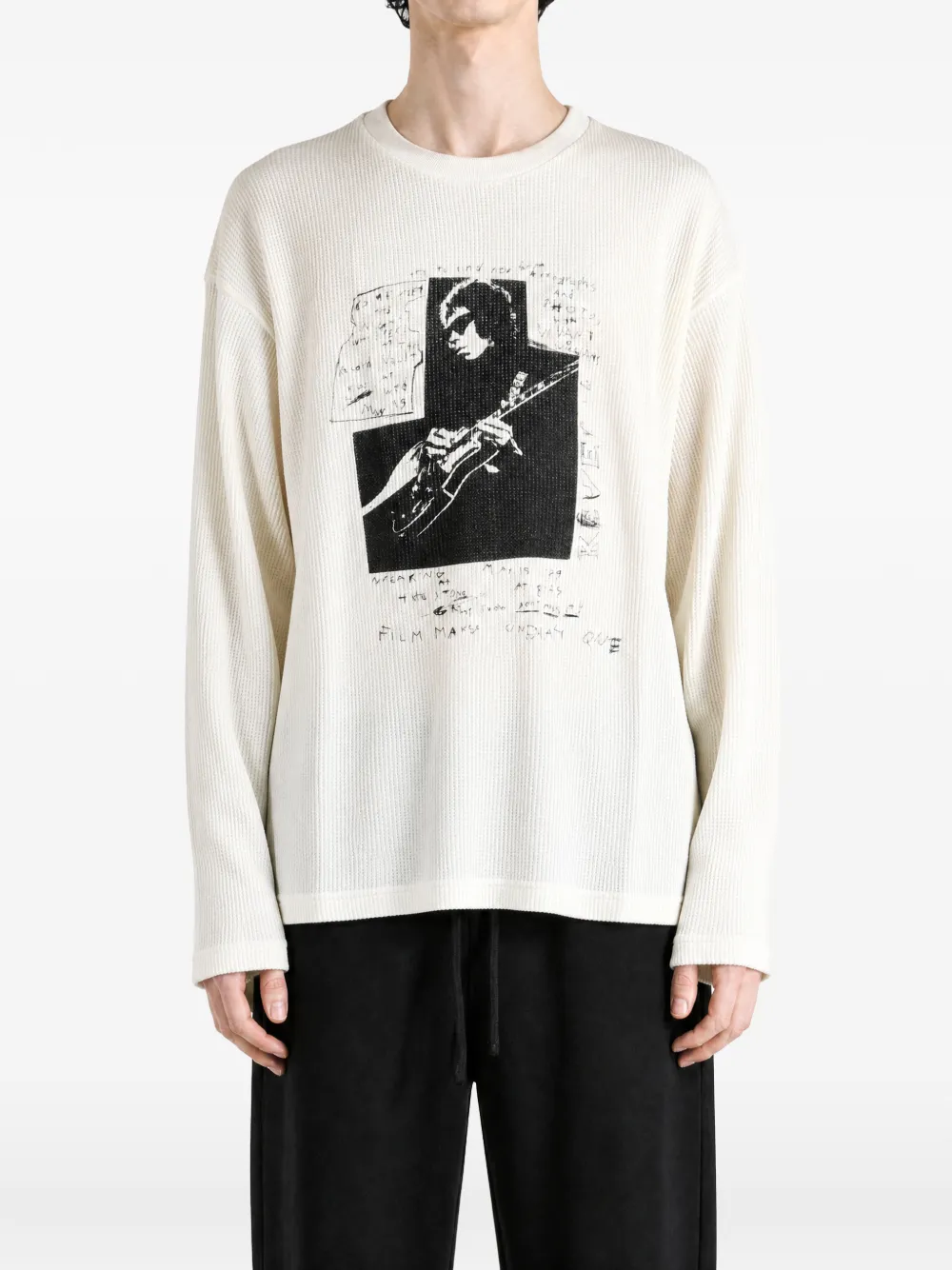 Ann Demeulemeester Emil wafelgebreid T-shirt met print Beige