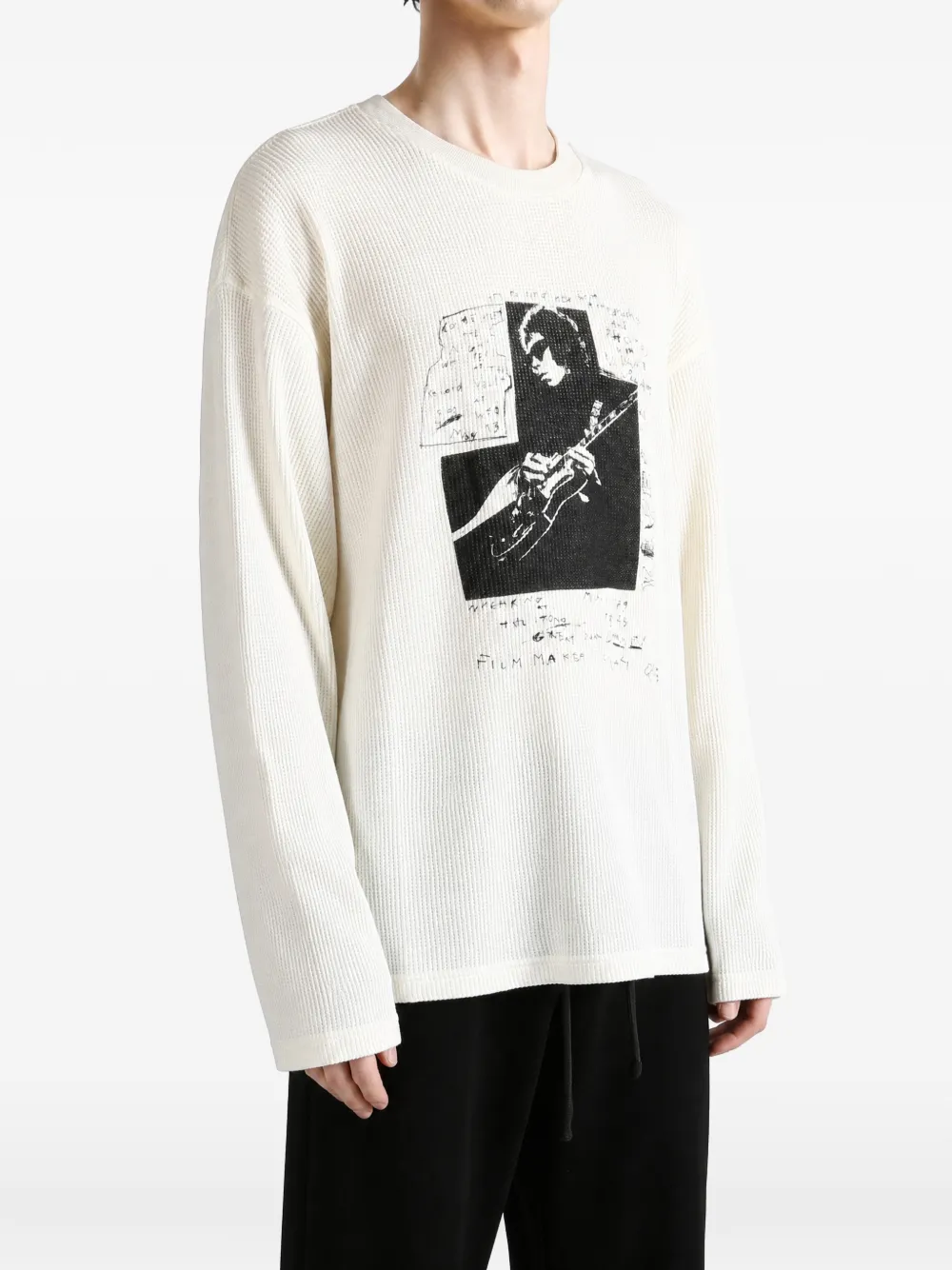 Ann Demeulemeester Emil wafelgebreid T-shirt met print Beige