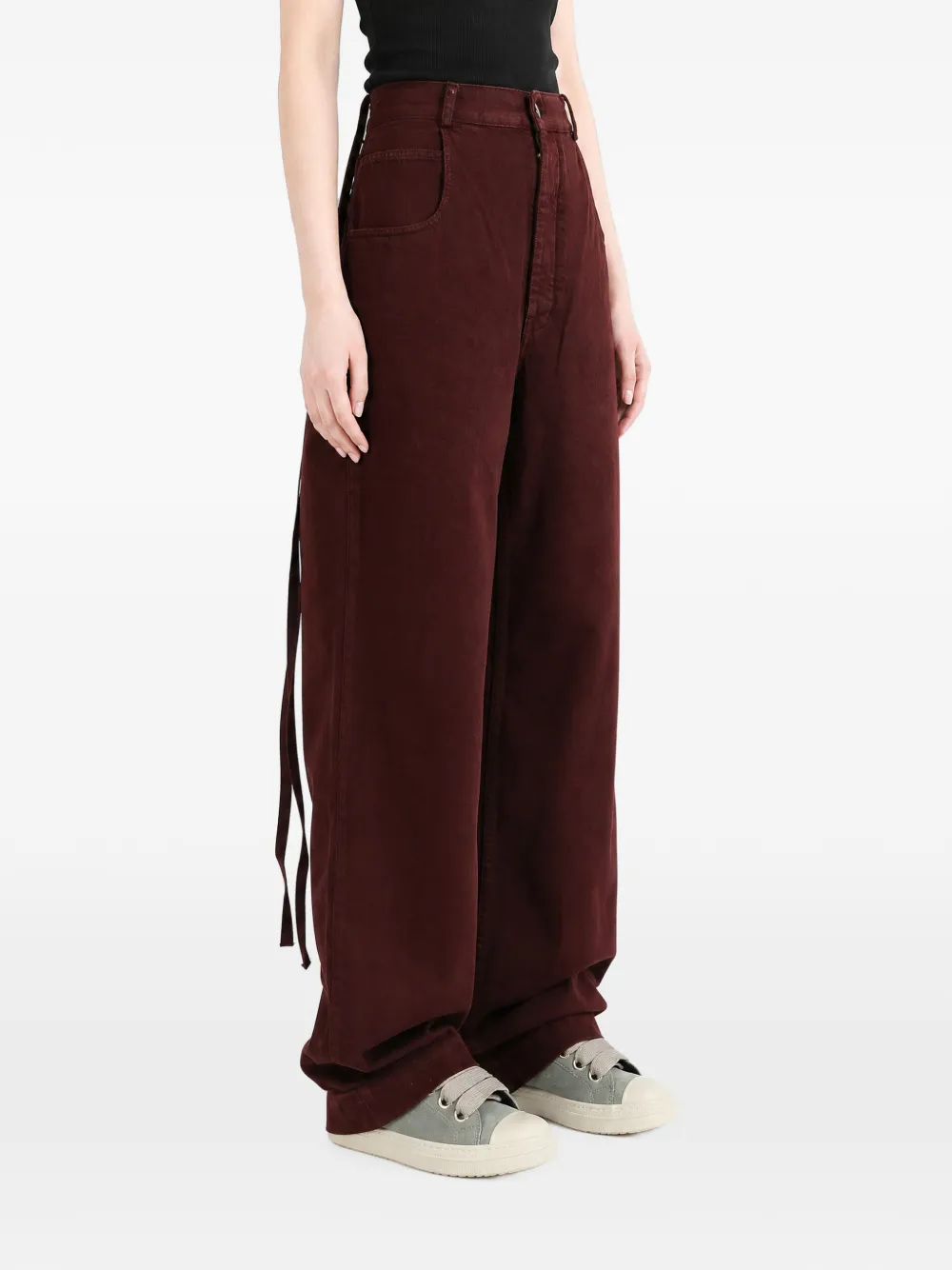 Ann Demeulemeester Kristel Strap-detail Wide-leg Trousers in Red, view 2