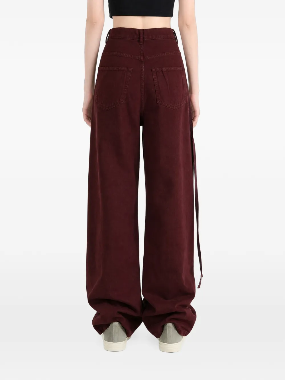 Ann Demeulemeester Kristel Strap-detail Wide-leg Trousers in Red, view 3