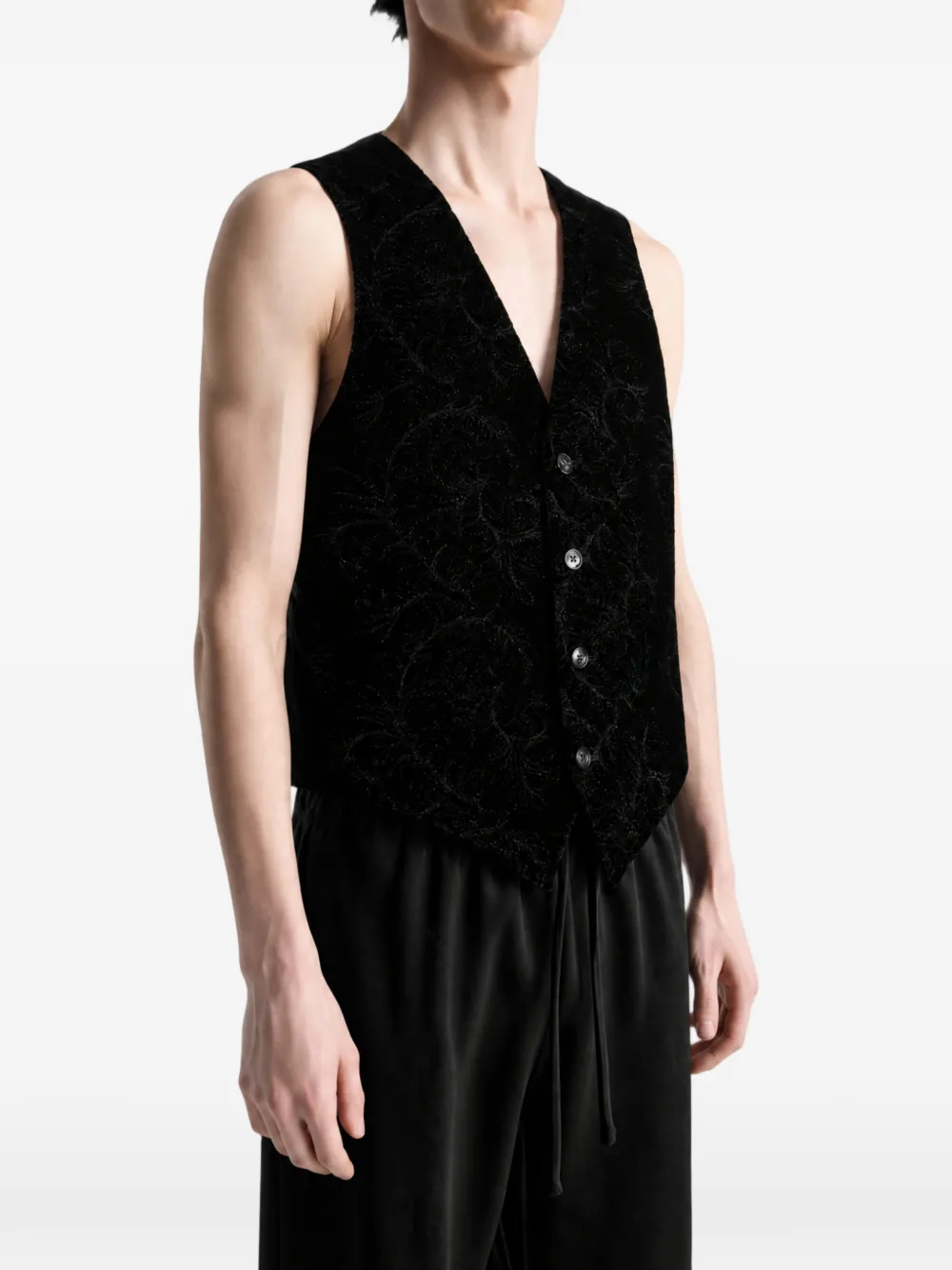 Ann Demeulemeester Gilet met bloemen-jacquard Zwart