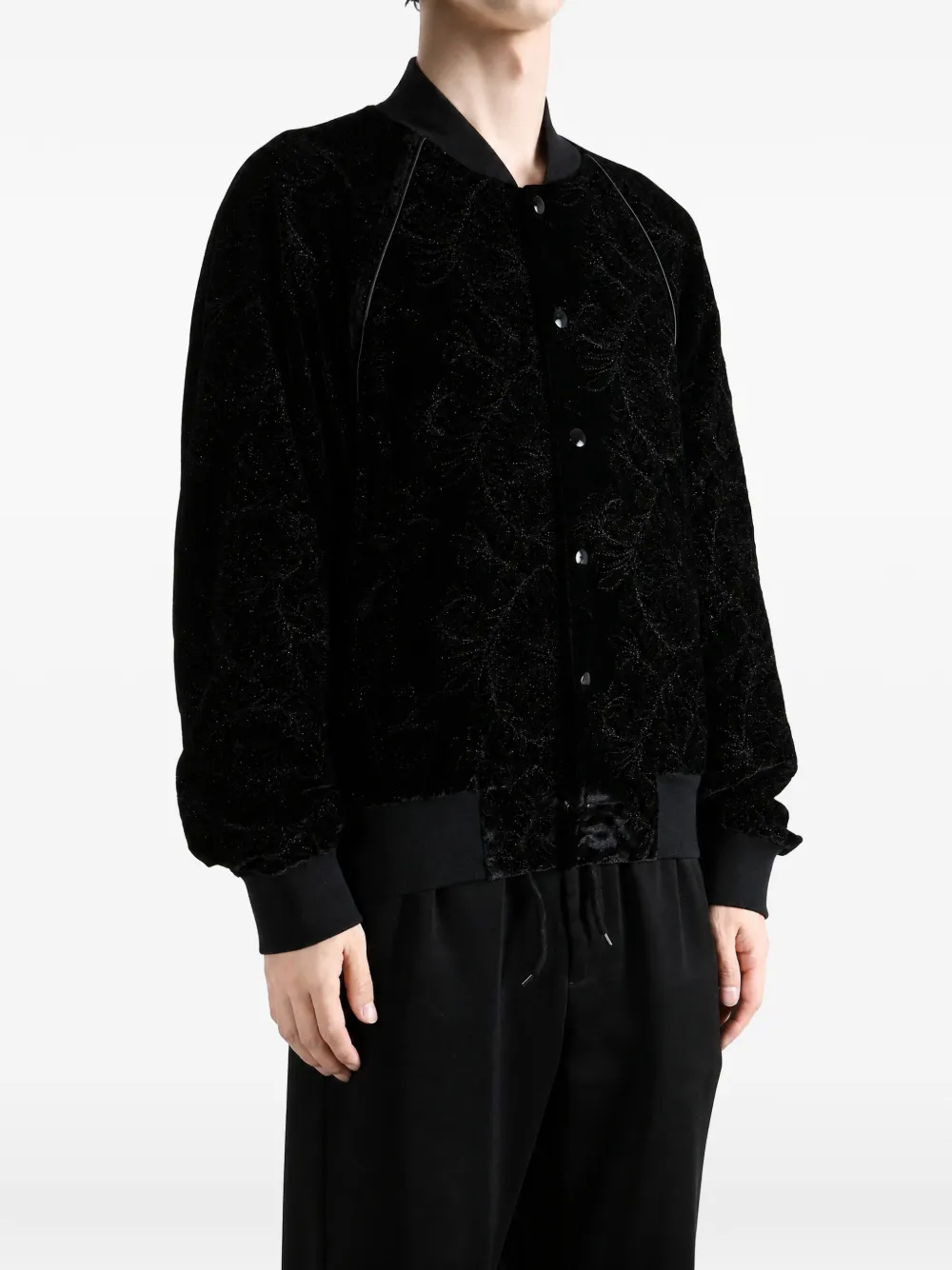 Ann Demeulemeester Esko bomberjack met bloemenprint Zwart