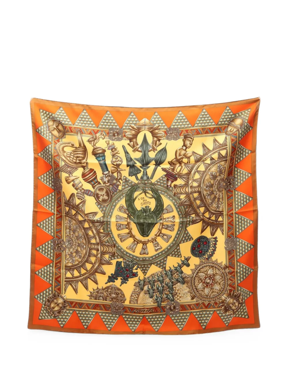 Hermès Pre-Owned 2010s 90 Carré L'Or Des Chefs scarf - Giallo