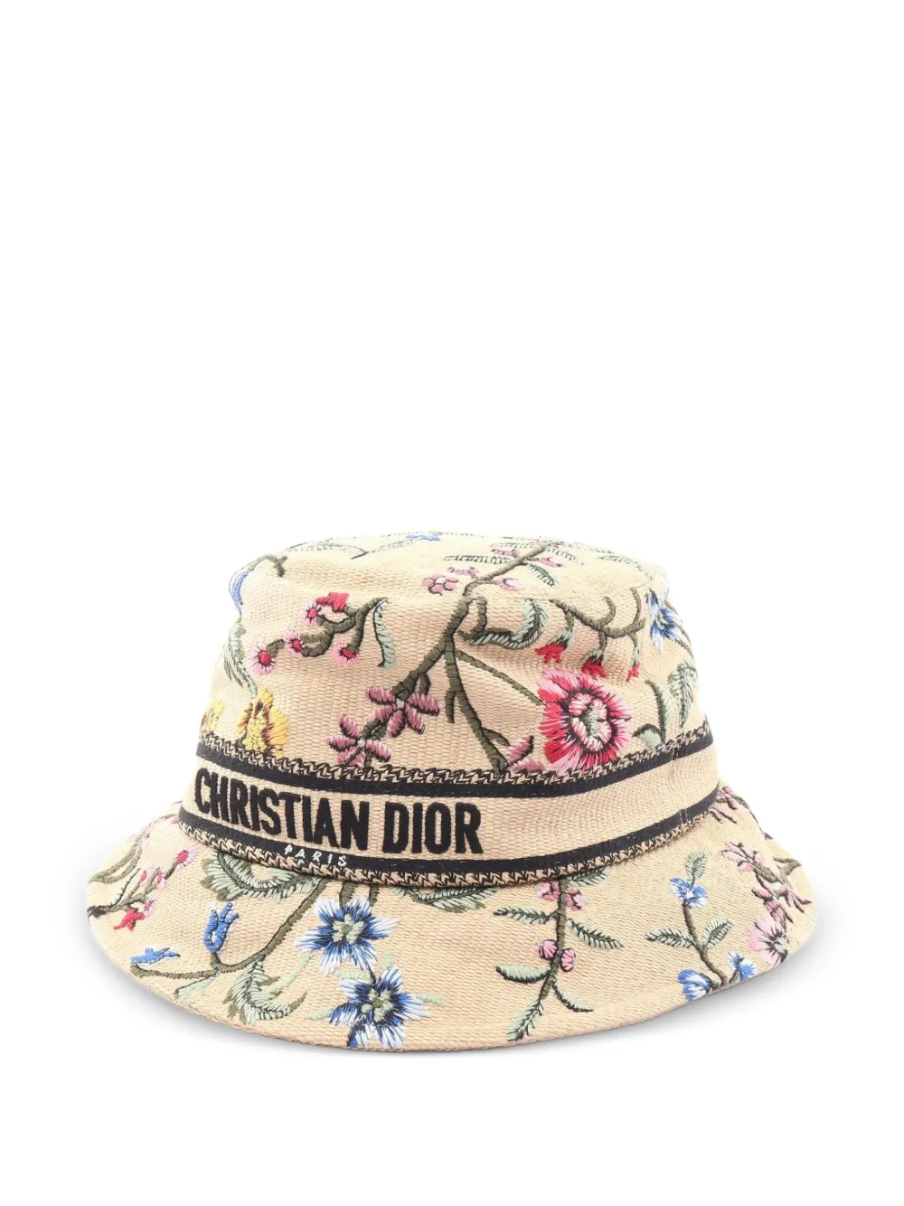 Christian Dior Pre-Owned 2010s D-Bobby Fischerhut mit Blumenstickerei - Nude