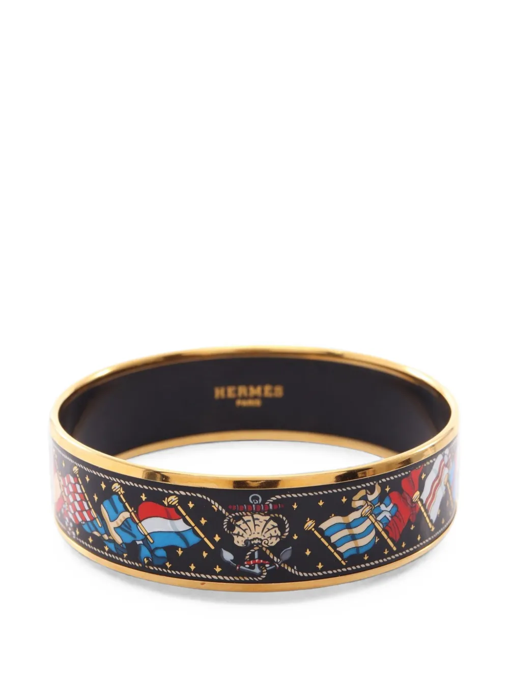 Hermès Pre-Owned 2010s GM Cloisonné Email bangle bracelet - Nero