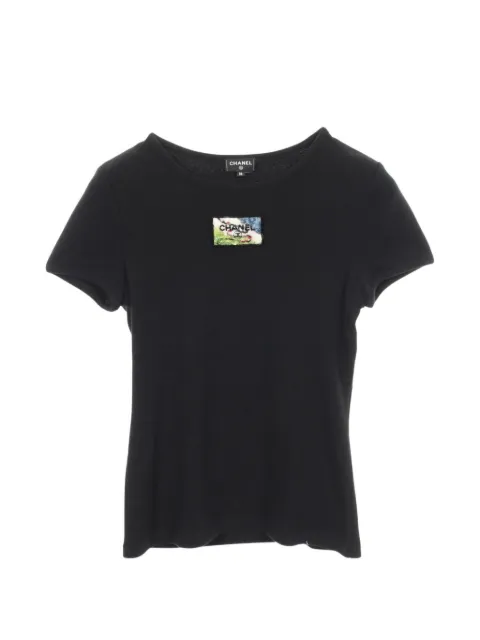 CHANEL Pre-Owned playera acanalada con lentejuelas 1986-1988