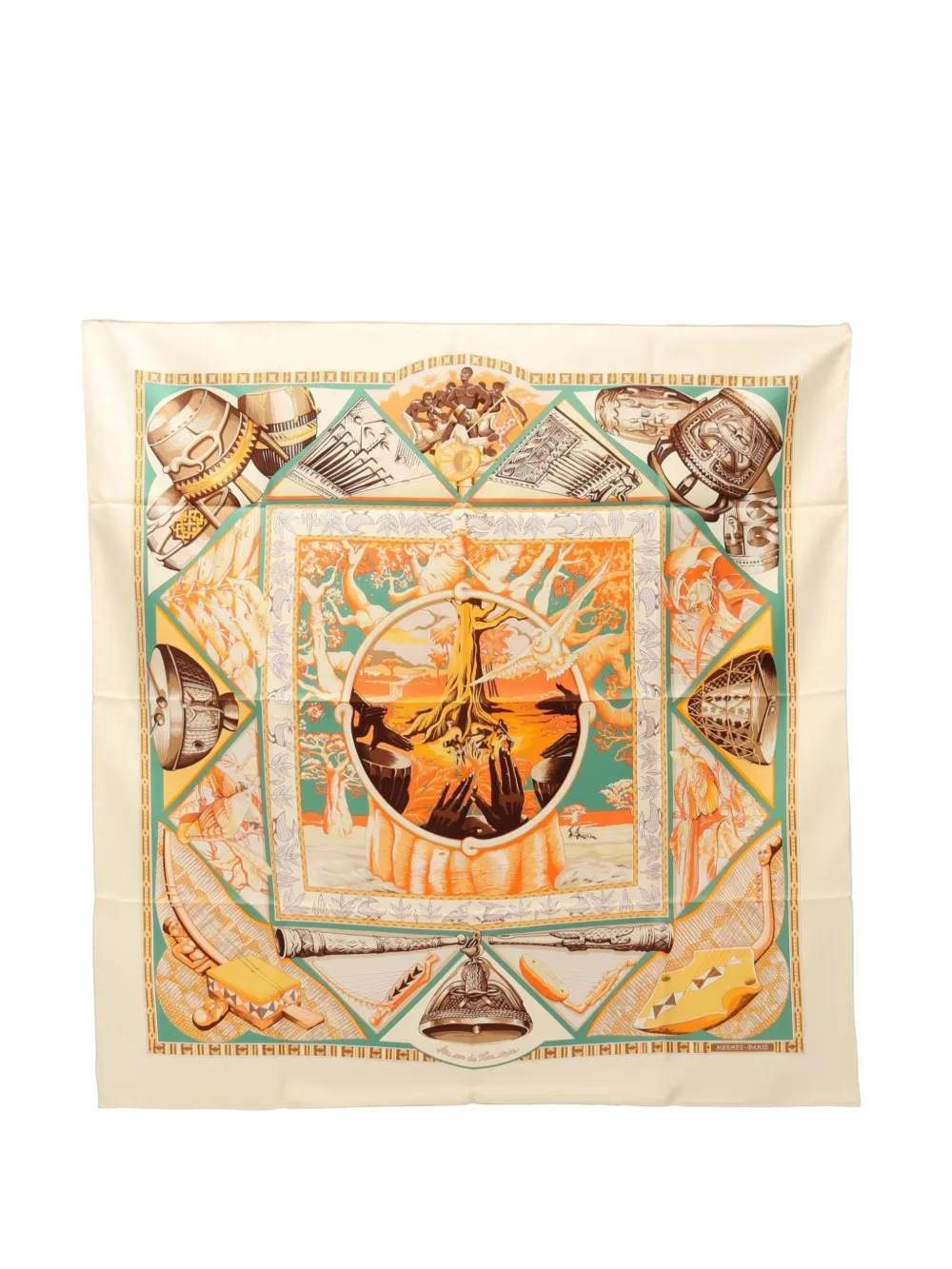 Hermès Pre-Owned 2010s Au Son du Tam-tam scarf - Toni neutri