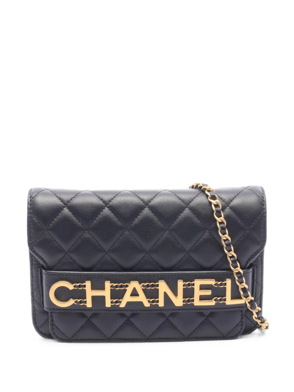 CHANEL Pre-Owned 2019 matelassé chain cross body mini bag - Nero