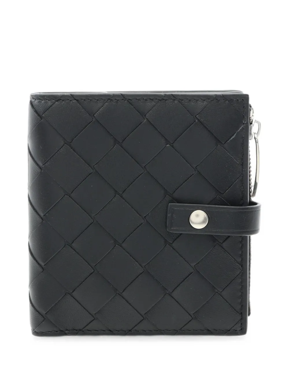 Pre-owned Bottega Veneta 2020s Intrecciato Bi-fold Wallet In Black