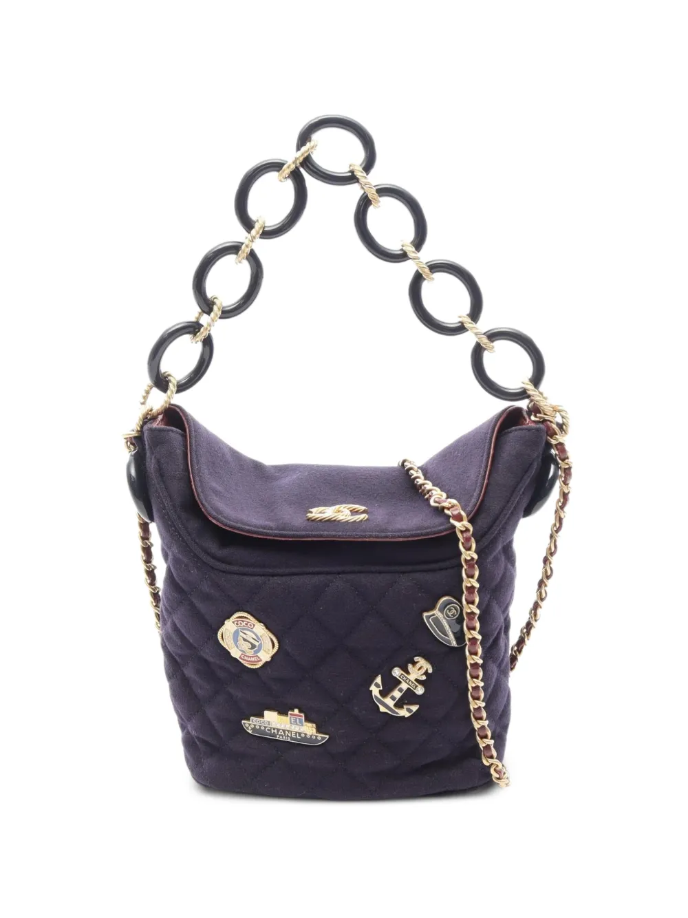 CHANEL Pre-Owned 2018-2019 Paris-Hamburg Charms chain bucket bag - Viola