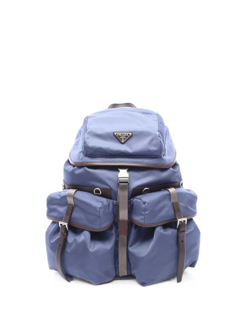Pre-owned Prada 2020s Triangle-logo Backpack In Blue