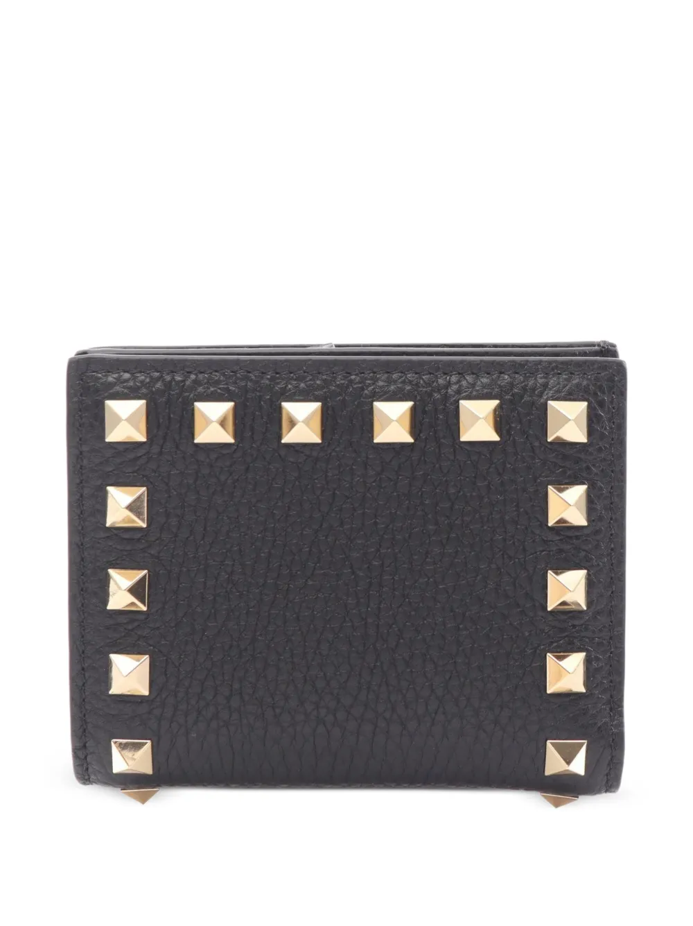 Pre-owned Valentino Garavani 2020s Rockstud Bi-fold Wallet In Black
