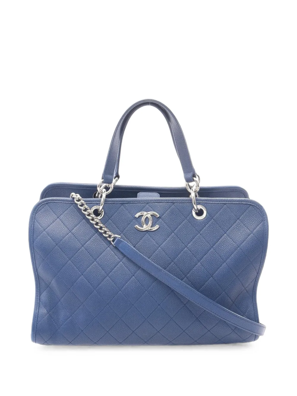 CHANEL Pre-Owned 2017-2018 quilted leather two-way tote bag - Blu
