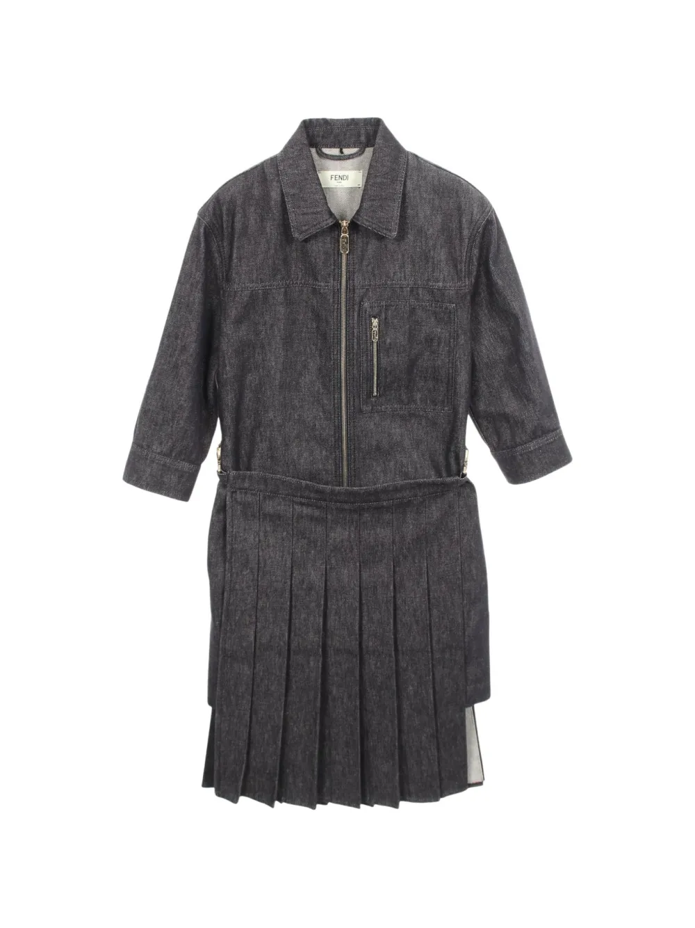 Fendi Pre-Owned 2010s pleated zip-up dress - Grigio