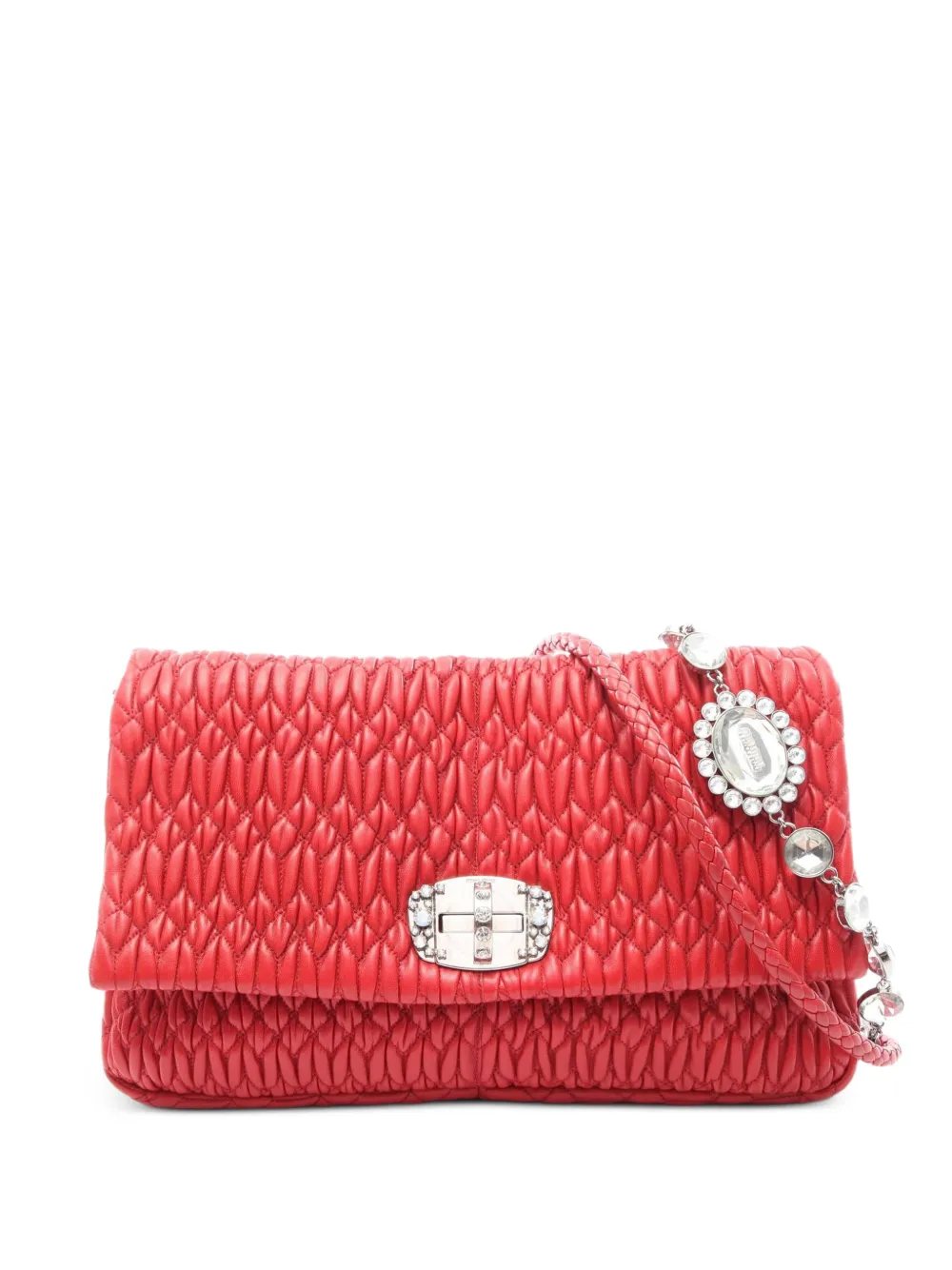 Miu Miu Pre-Owned 2010s Nappa Crystal Matelassé shoulder bag - Red