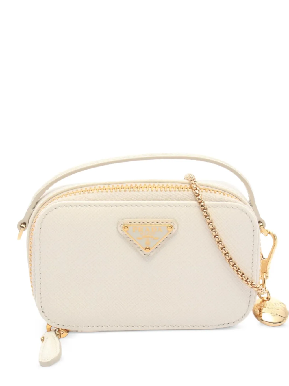Prada Pre-Owned Saffiano-leather chain shoulder bag - Neutrals