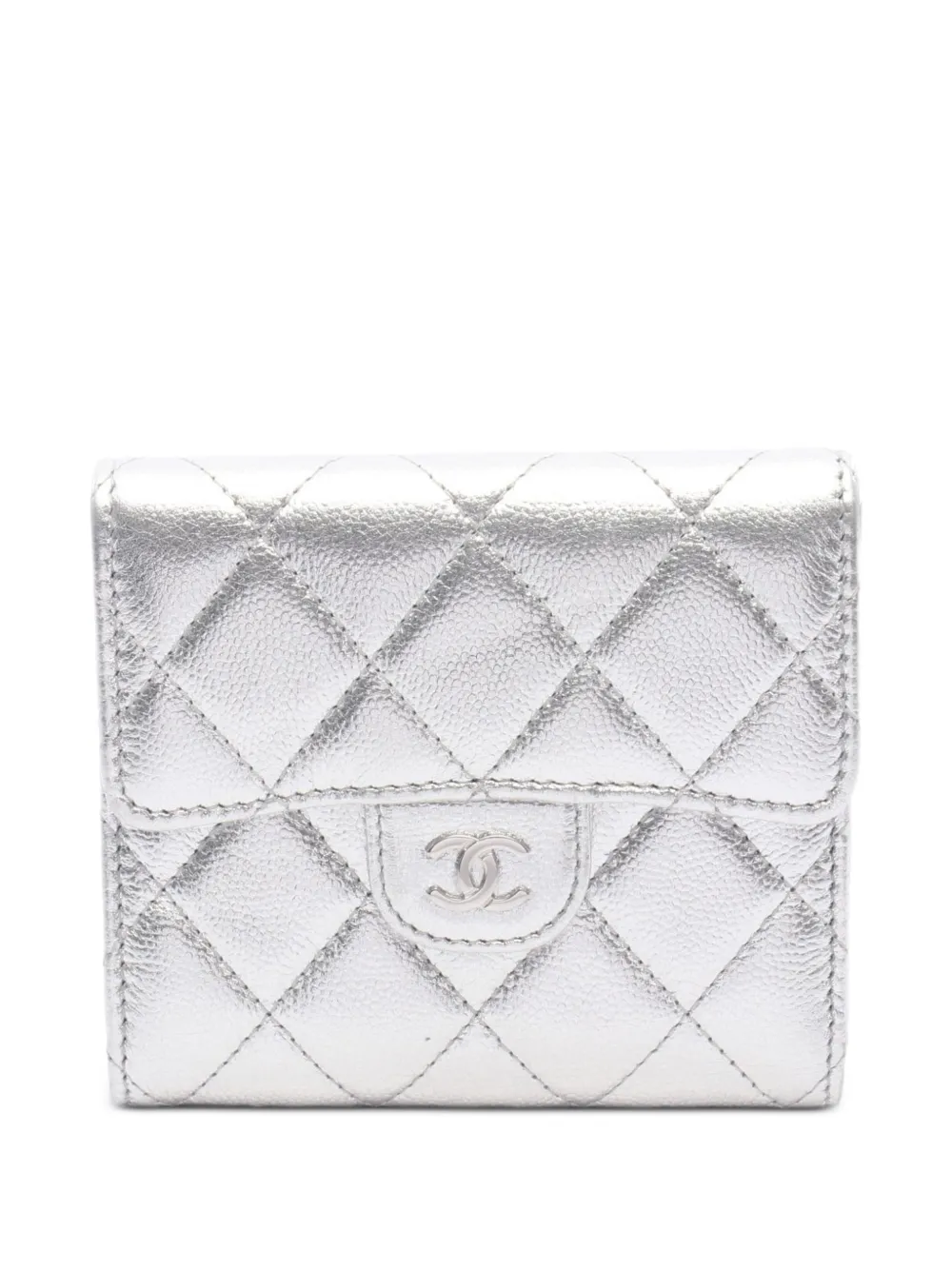 CHANEL Pre-Owned 2021 small Flap quilted wallet - Argento
