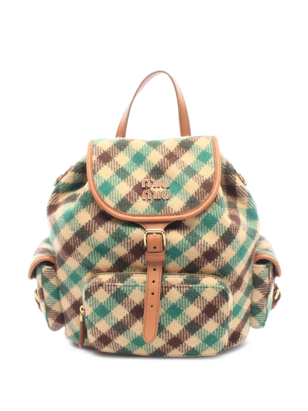 Miu Miu Pre-Owned 2020s check backpack - Toni neutri