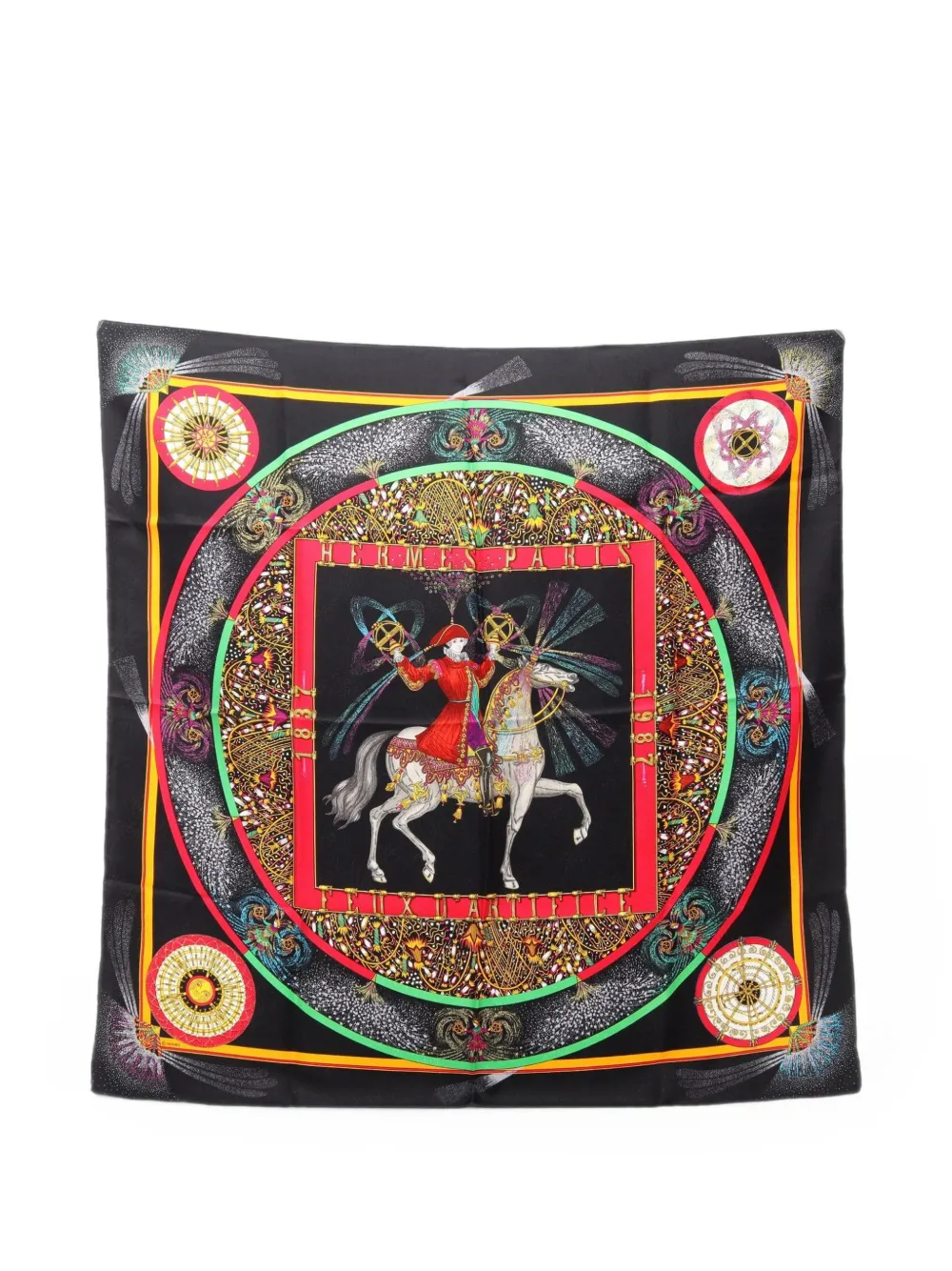 Hermès Pre-Owned 2010s Fireworks silk scarf - Nero