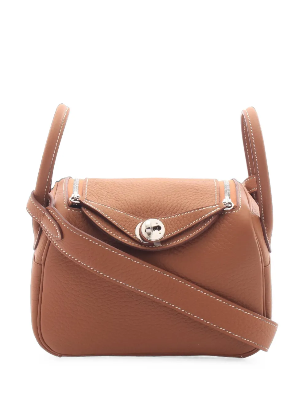 Hermès Pre-Owned 2024 mini Lindy leather shoulder bag - Marrone