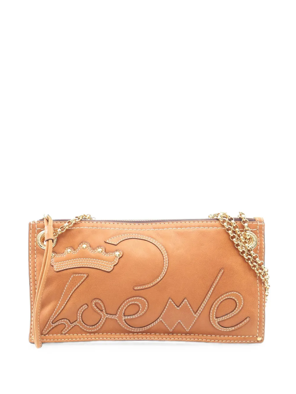 Loewe Pre-Owned 2010s logo-detail leather shoulder bag - Marrone