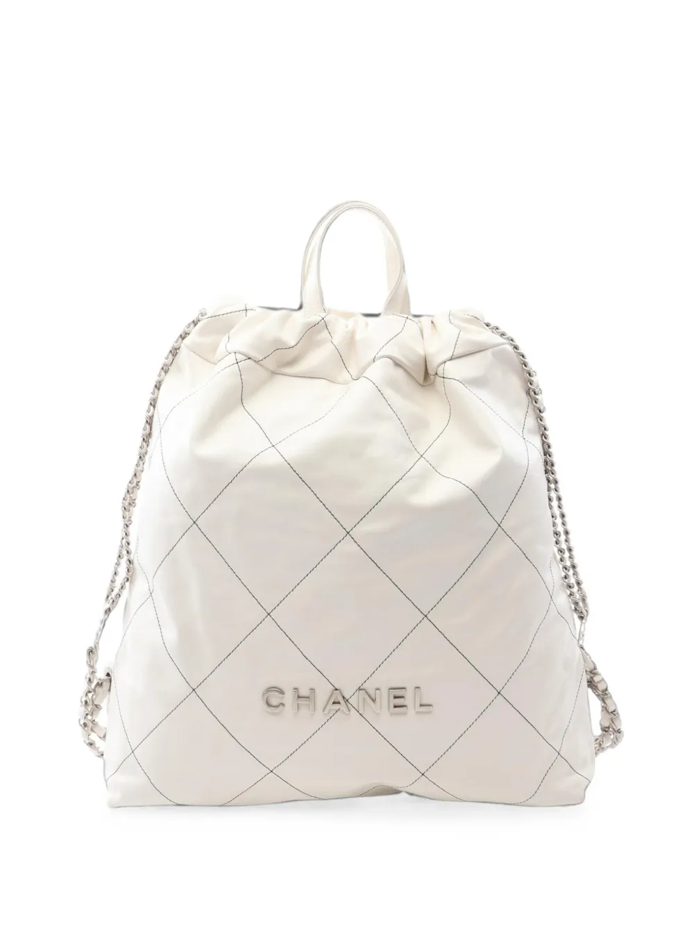 Chanel 22 Patterned Backpack In White