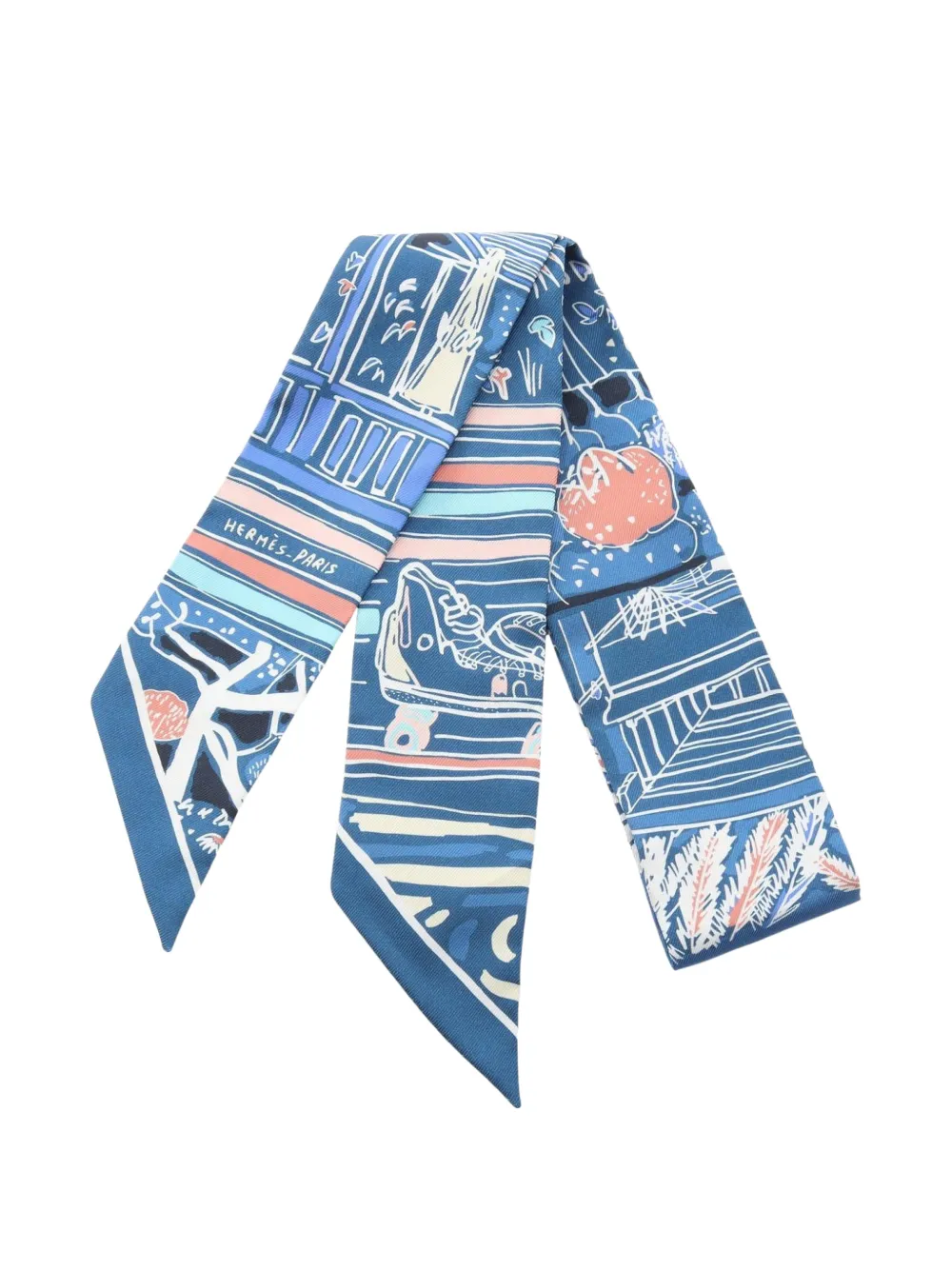 Hermès Pre-Owned 2010s Rayures d'ete Twilly scarf - Blu