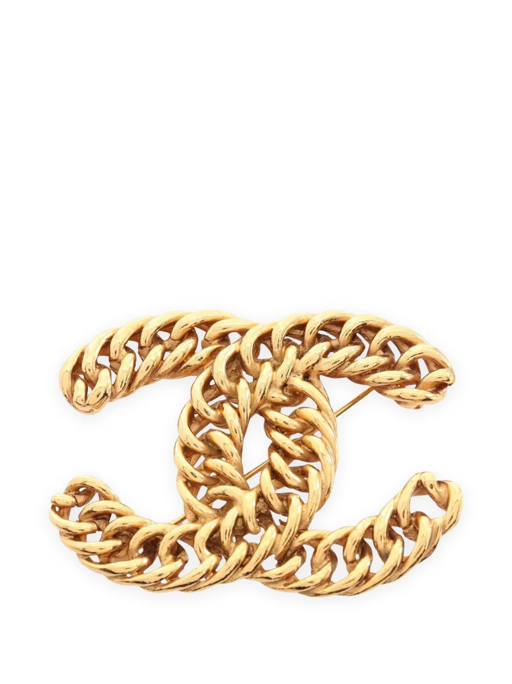 CHANEL Pre-Owned 1986-1988 Coco Mark chain brooch - Oro