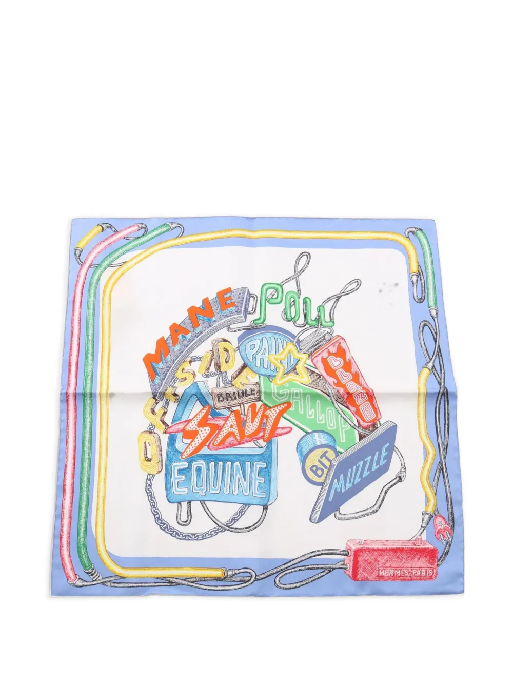 Hermès Pre-Owned 2020s Chevaloscope Neon scarf - Bianco