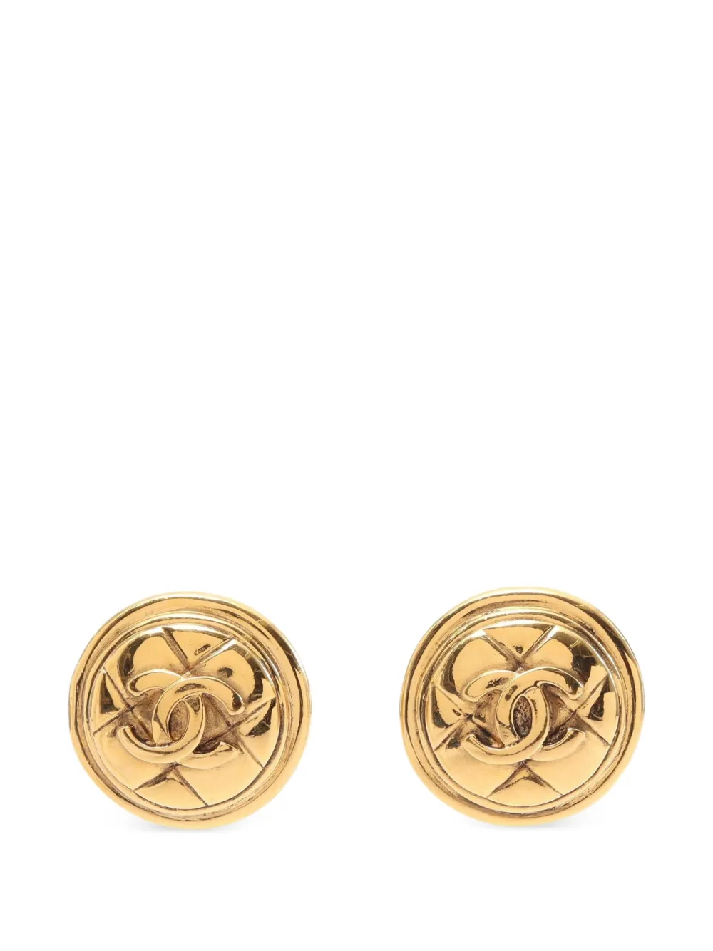 CHANEL Pre-Owned 1986-1988 Coco Mark quilted earrings - Oro
