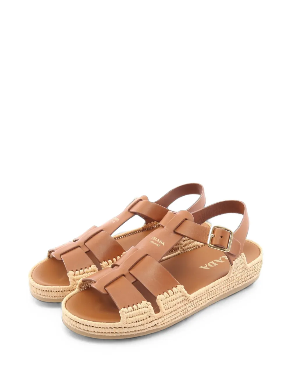 Prada Pre-Owned 2010s logo-detail raffia sandals - Marrone