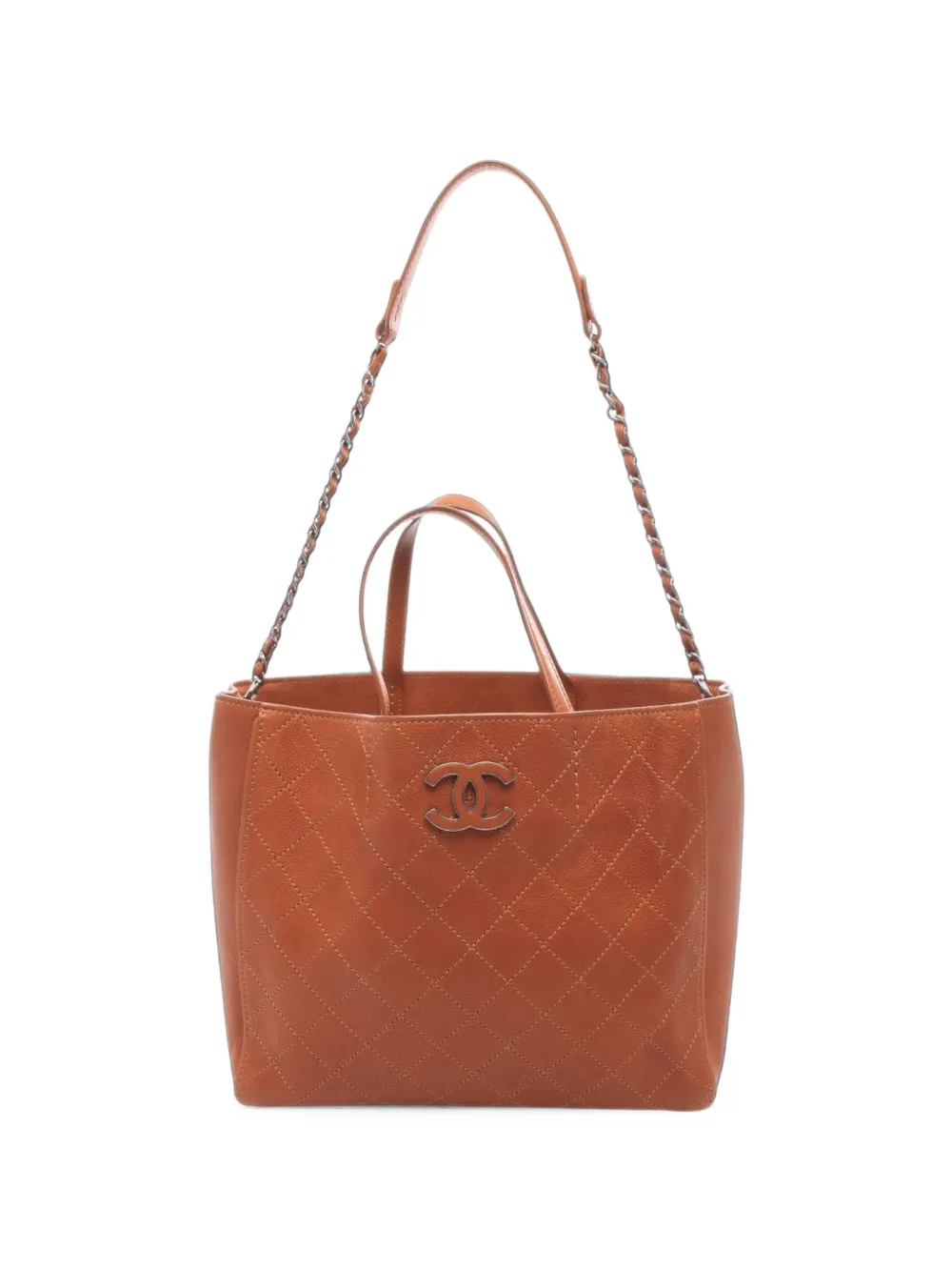 CHANEL Pre-Owned 2013-2014 Matelassé 2-Way leather tote bag - Braun