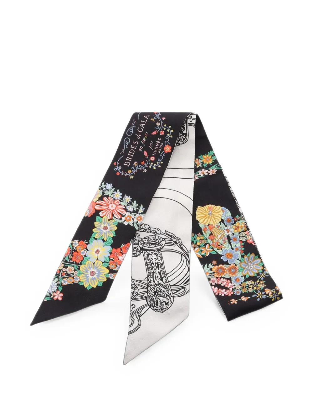 Hermès Pre-Owned 2010s Brides de Gala en Fleurs scarf - Nero
