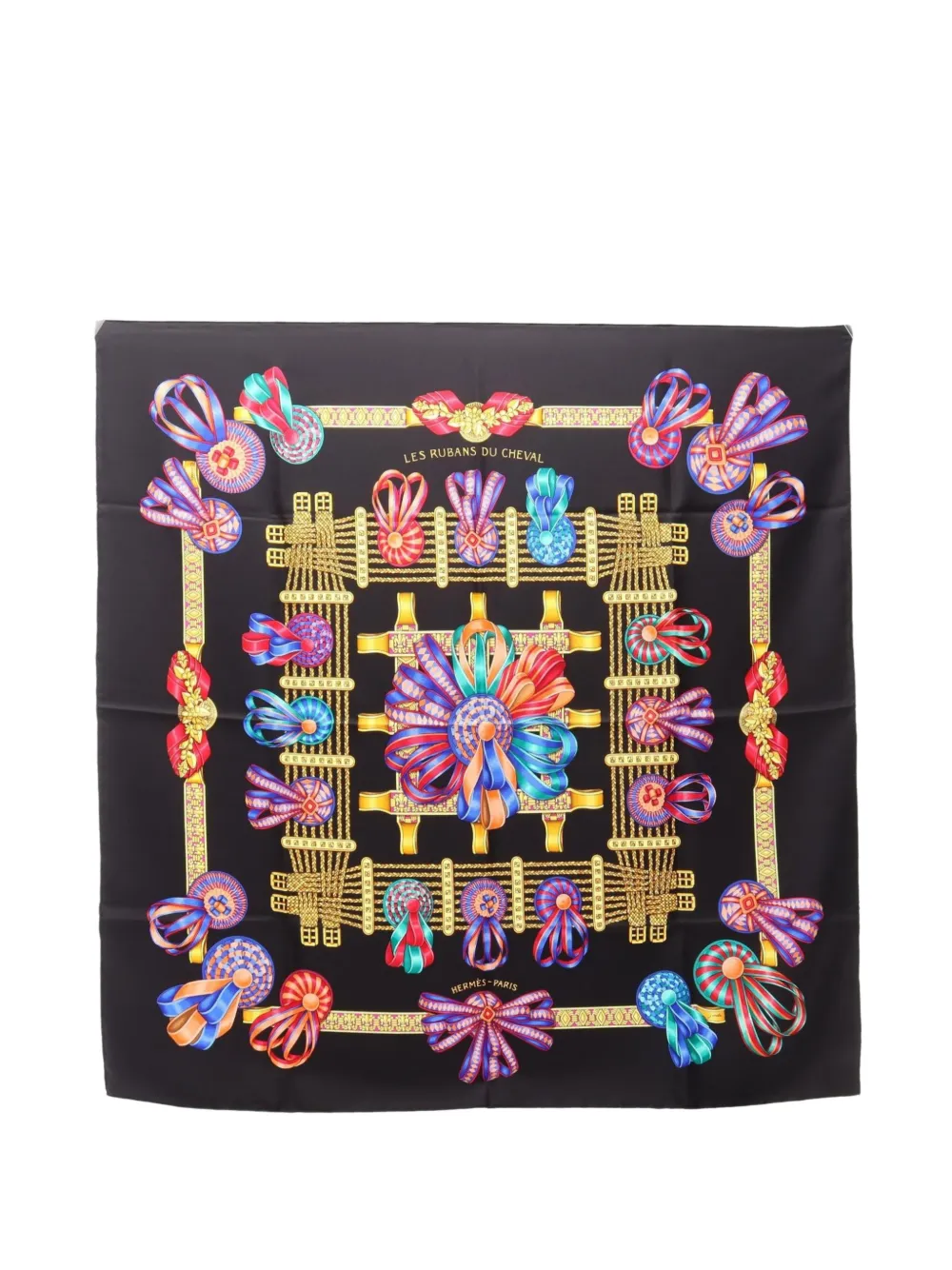 Hermès Pre-Owned 2010s 90 Carré Les Rubans du Cheval scarf - Nero