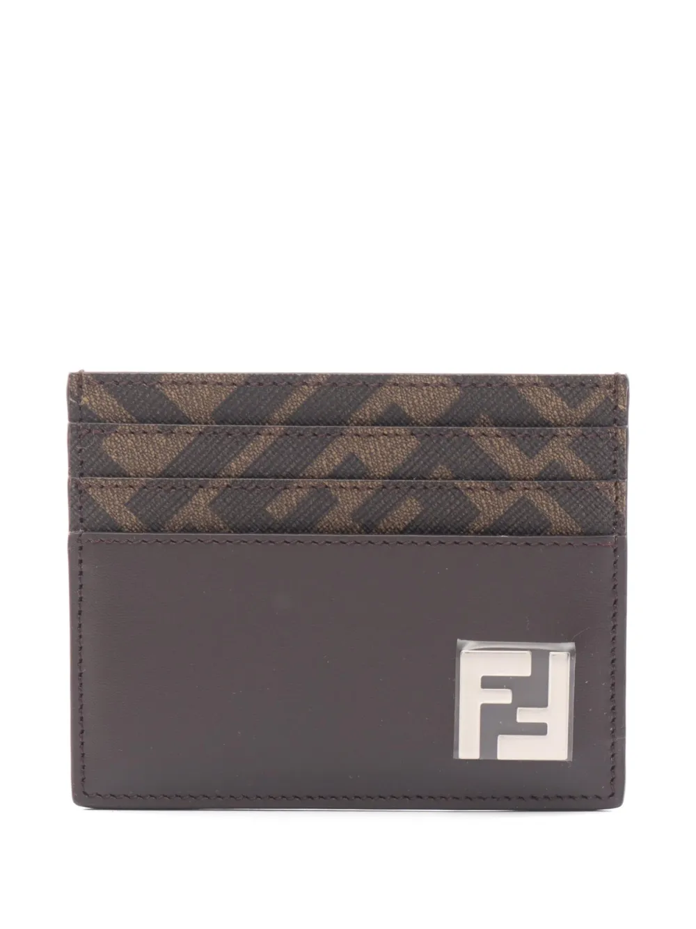 Fendi Pre-Owned 2020s FF-plaque card case - Marrone