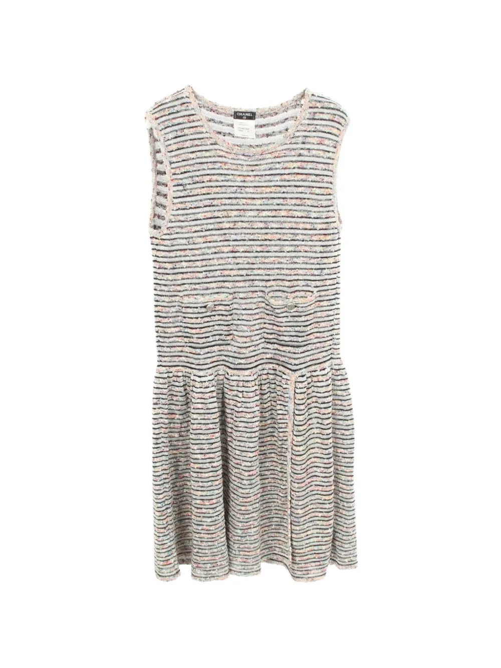 CHANEL Pre-Owned 1986-1988 tweed sleeveless mini dress - Bianco