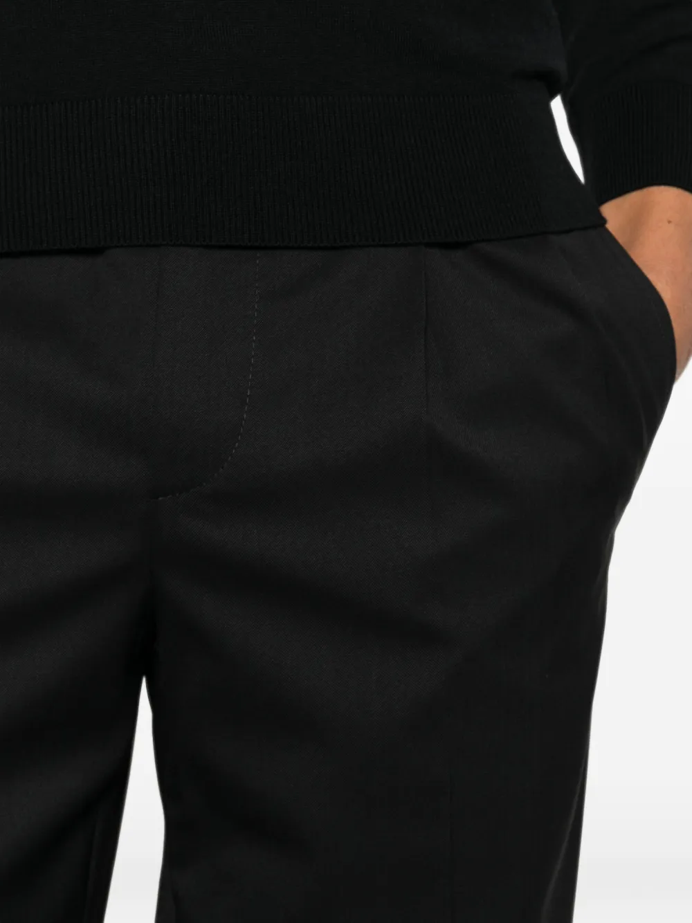 Zegna Plooibroek met elastische tailleband Zwart