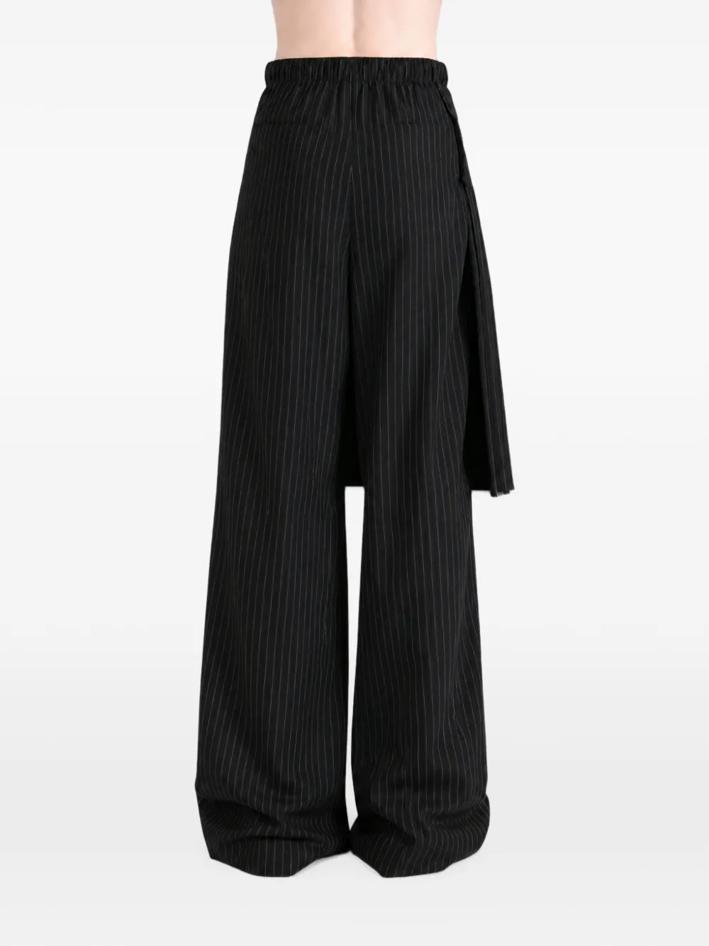 Ann Demeulemeester Marke Pinstripe-pattern Layered-design Trousers in Black, view 4