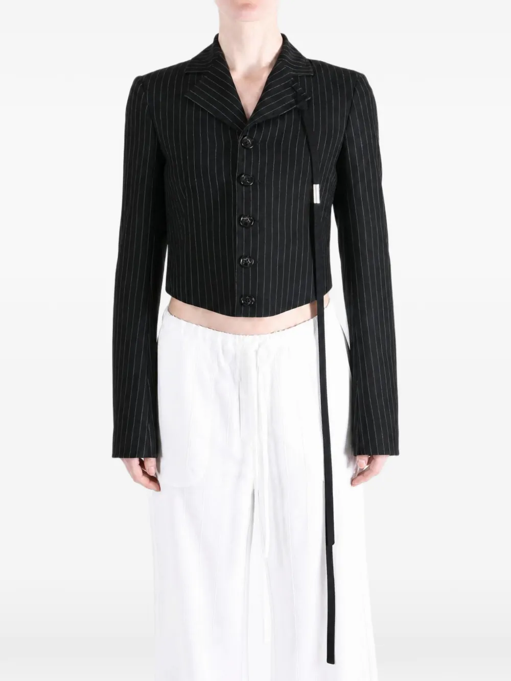 Ann Demeulemeester Manda Pinstripe-pattern Cropped Jacket in Black, view 2