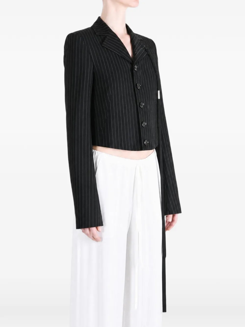 Ann Demeulemeester Manda Pinstripe-pattern Cropped Jacket in Black, view 3