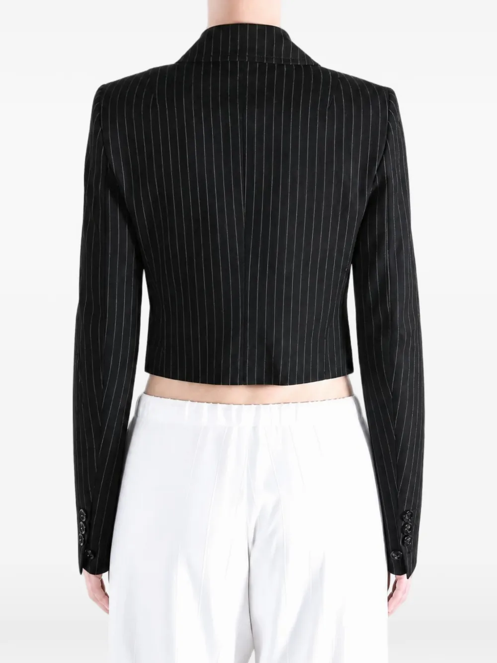 Ann Demeulemeester Manda Pinstripe-pattern Cropped Jacket in Black, view 4