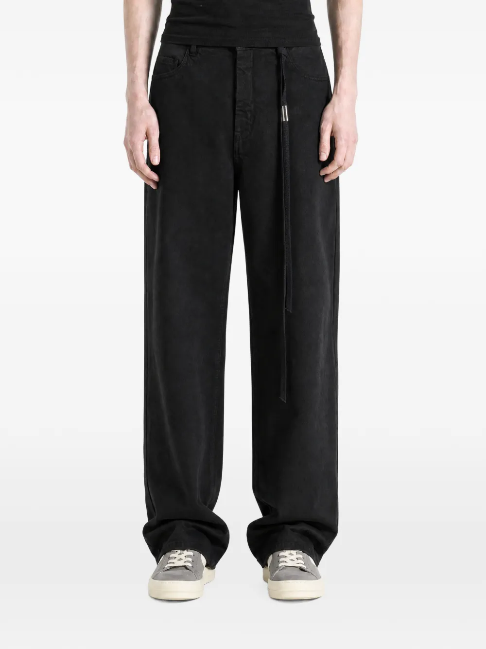 Ann Demeulemeester Modest belted wide-leg jeans Zwart
