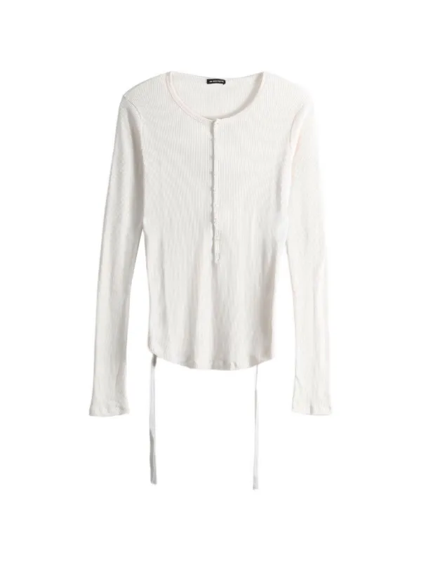 Ann Demeulemeester Hamar Ribbed-knit Long-sleeve T-shirt in White