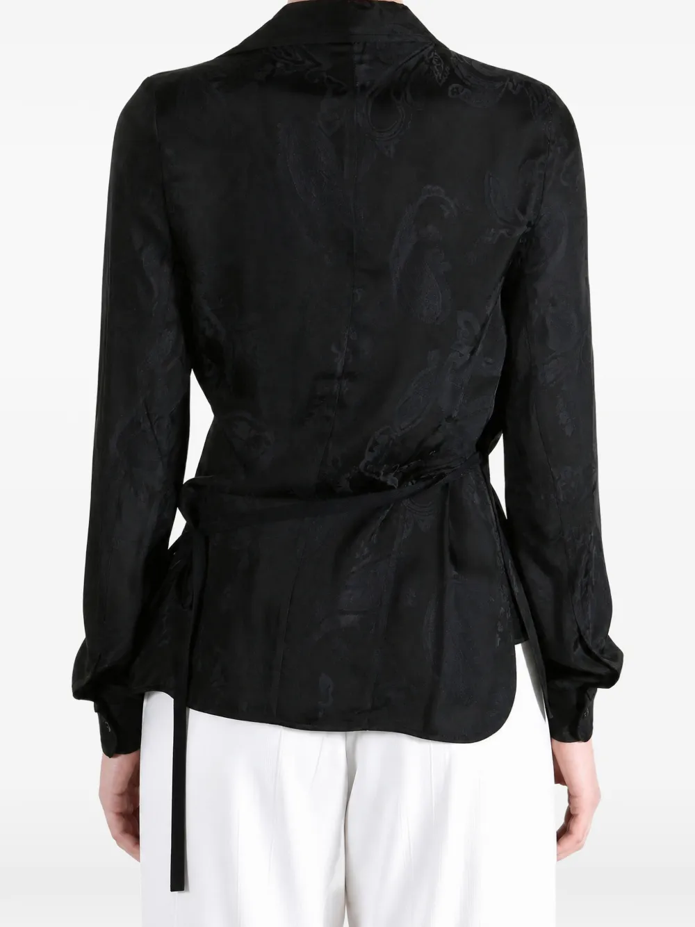 Ann Demeulemeester Alba wikkelblouse met jacquard-patroon Zwart